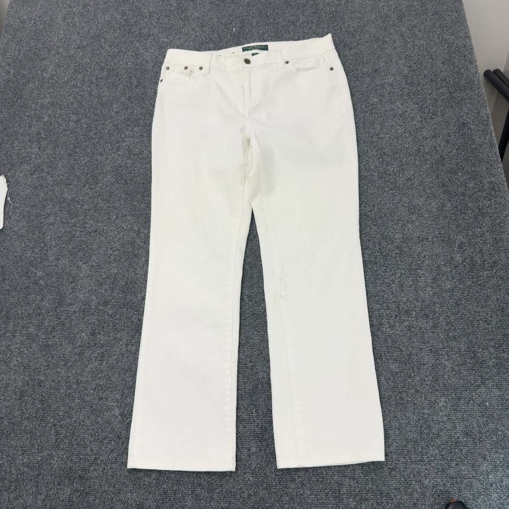 Lauren Ralph Lauren Jeans Womens 10P White Cotton Classic Straight Casual Style